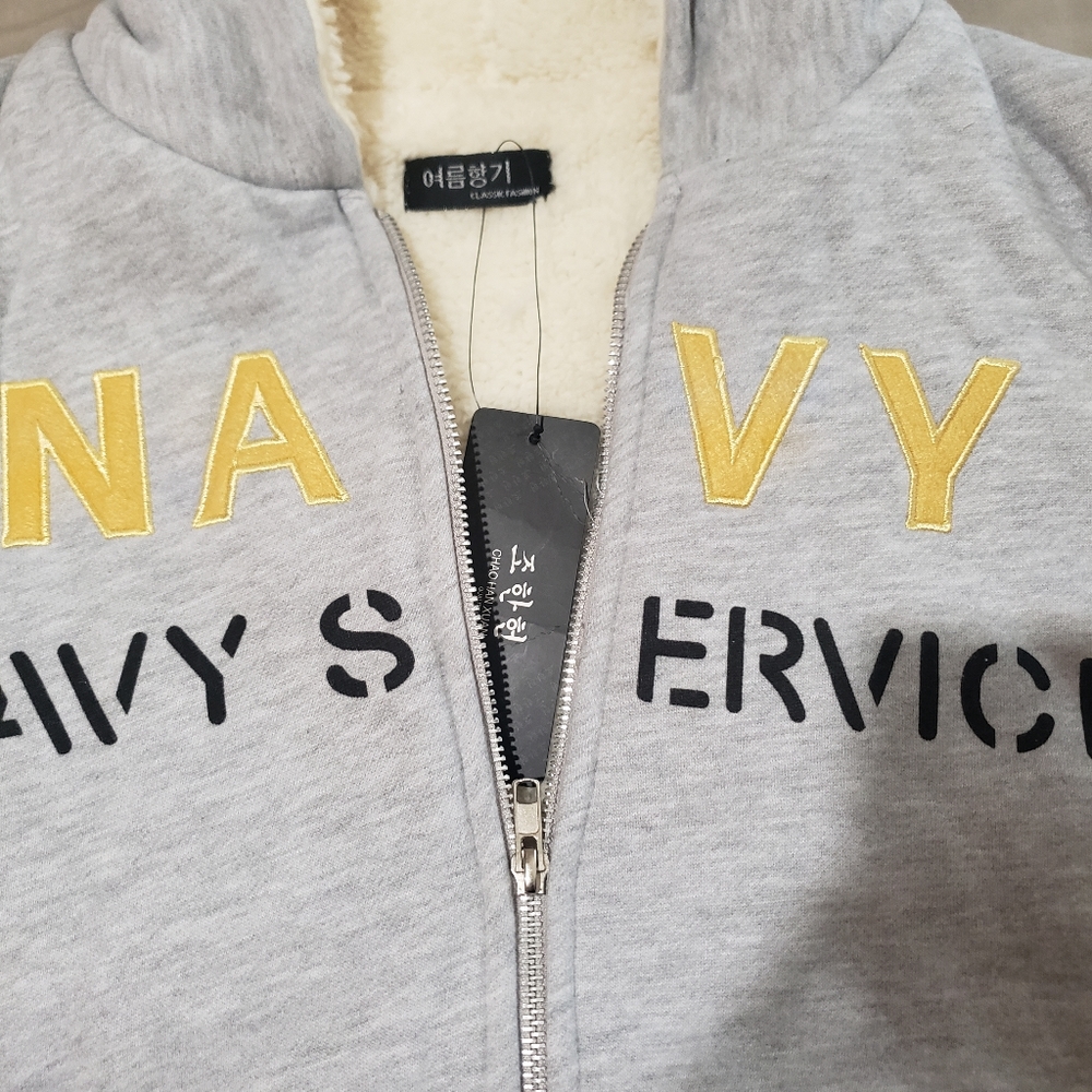 Grey NAVY Sweatshirt Zip-up Hoodie